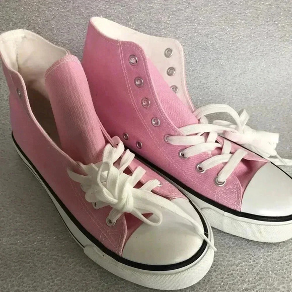 Pink Canvas High Tops Sz 9 - Picture 1 of 6
